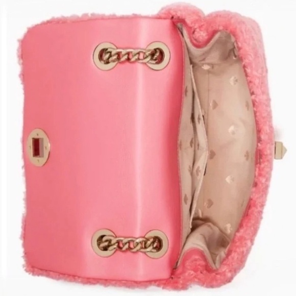 Kate Spade Natalia faux fur small flap crossbody bright blush EUC - Picture 3 of 13